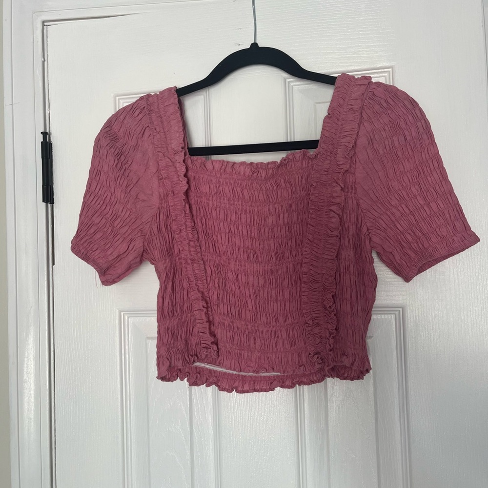 Elegant Pink Smocked Women's Top